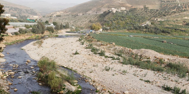 A view of a plantation and the Jerash stream which flows into King Talal Dam near Jerash. 
