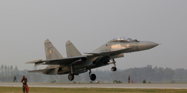 Indian Air Force's Sukhoi Su-30MKI fighter jet takes off from the newly constructed highway after India's Prime Minister Narendra Modi inaugurated the 340 km Purvanchal Expressway in Sultanpur in the northern state of Uttar Pradesh, India, November 16, 2021.