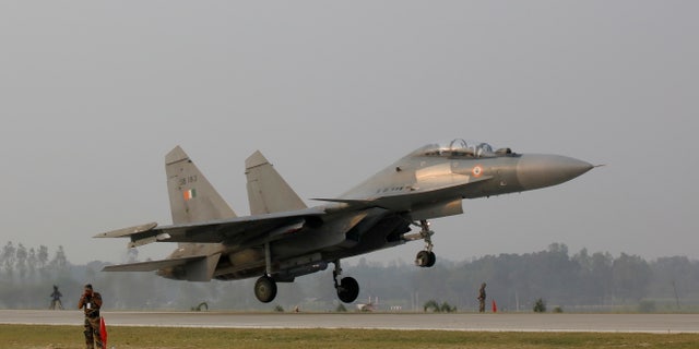 Indian Air Force's Sukhoi Su-30MKI fighter jet takes off from the newly constructed highway after India's Prime Minister Narendra Modi inaugurated the 340 km Purvanchal Expressway in Sultanpur in the northern state of Uttar Pradesh, India, November 16, 2021. 