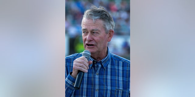 Idaho Gov. Brad Little addresses a crowd at a local speedway in Eagle, Idaho, Aug. 10, 2019. A bill to reinstate the firing squad passed the Idaho House and Senate with a veto-proof majority and was sent to the governor's desk.