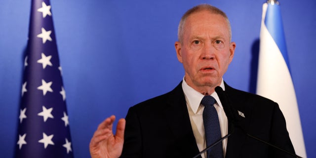 Former Israeli Defense Minister Yoav Gallant attends a news conference at Ben Gurion Airport in Lod, Israel, March 9, 2023.