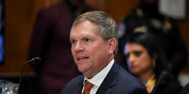 Norfolk Southern Chief Executive Alan Shaw testifies on the East Palestine, Ohio train derailment before a U.S. Senate Environment and Public Works Committee hearing on Capitol Hill, in Washington, U.S., March 9, 2023. REUTERS/Mary F. Calvert