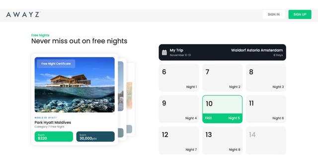 The Awayz calendar helps you plan your stay at hotels and comes with a calendar depending on the plan you choose. 
