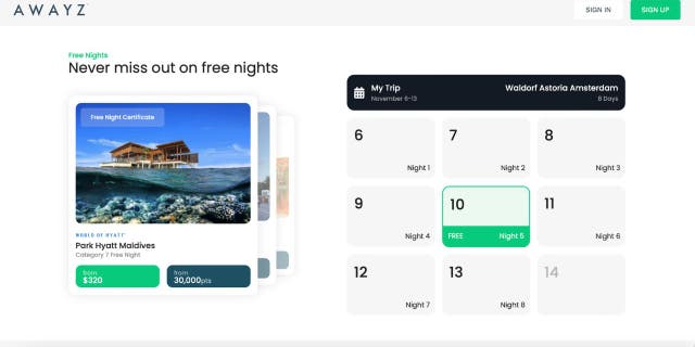 The Awayz calendar helps you plan your stay at hotels and comes with a calendar depending on the plan you choose. 