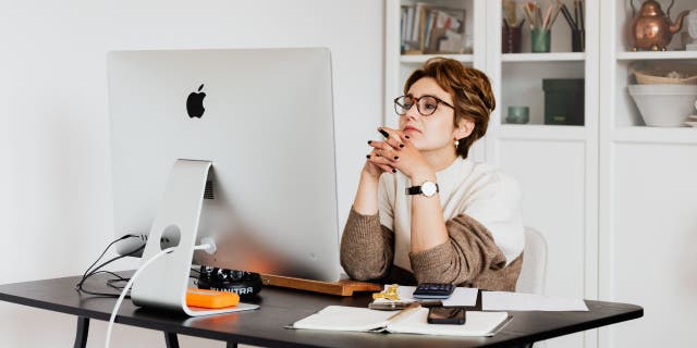 Woman on Mac Desktop