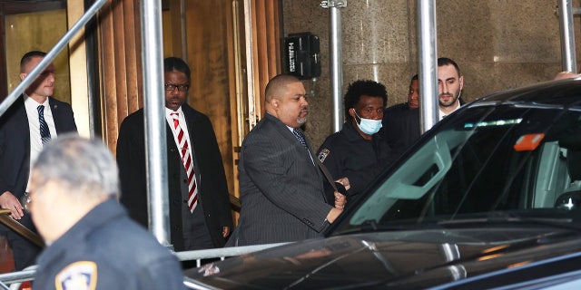 NEW YORK, NEW YORK - MARCH 30: Manhattan District Attorney Alvin Bragg is seen departing the Manhattan Courthouse on March 30, 2023 in New York City. (Photo by Jose Perez/Bauer-Griffin/GC Images)