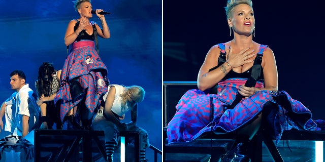 Pink received the Icon Award and performed at the 2023 iHeartRadio Music Awards.