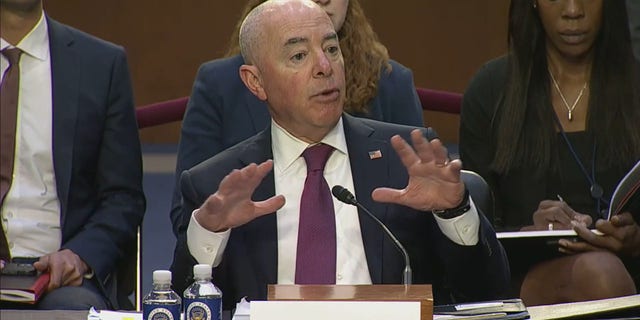 March 28, 2023: Homeland Security Secretary Alexander Mayor answers questions at a Senate Judiciary Committee hearing.