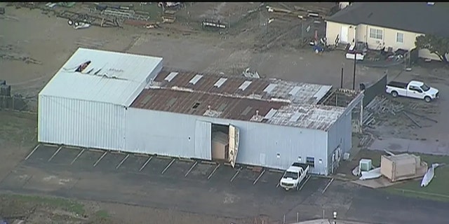 Strong winds from the storm also tore a roof off in Haltom City, Texas