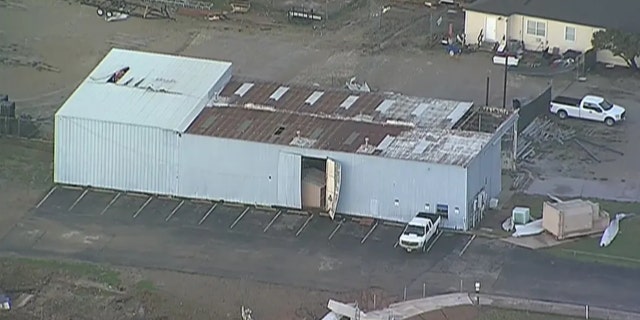 Strong winds from the storm also tore off roofs in Haltom City, Texas