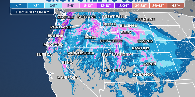 Snow still forecast in the West through Sunday morning