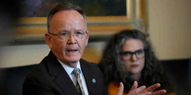 Utah Senate President Stuart Adams speaks on Feb. 27, 2023, in Salt Lake City. A push to mandate that clergy members report child sexual abuse is facing pushback from churches throughout the United States.