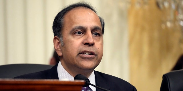 Ranking member Rep. Raja Krishnamoorthi, D-Ill., speaks during the first hearing of the House Select China Committee on Feb. 28, 2023, in Washington. 