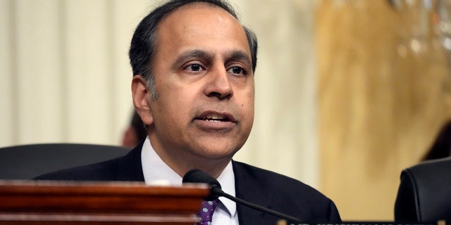 Ranking member Rep. Raja Krishnamoorthi, D-Ill., speaks during the first hearing of the House Select China Committee on Feb. 28, 2023, in Washington.