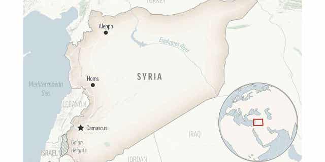 This is a locator map for Syria with its capital, Damascus. (AP Photo)