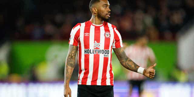 Ivan Toney is shown during a soccer match between Brentford and Fulham in West London, on March 6, 2023.