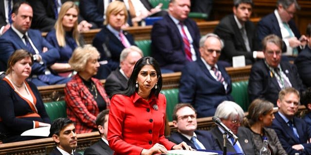 Home Secretary Suella Braverman speaks in the House of Commons on the" Illegal Migration Bill," March 7, 2023.