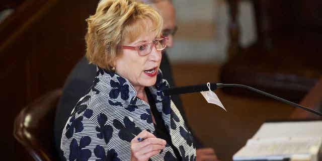 Nebraska state Sen. Lou Ann Linehan of Elkhorn speaks in Lincoln on Aug. 5, 2020. Little support was shown March 7, 2023, for measures that would seek to give Nebraska's GOP governor more control over the state's K-12 education policies.