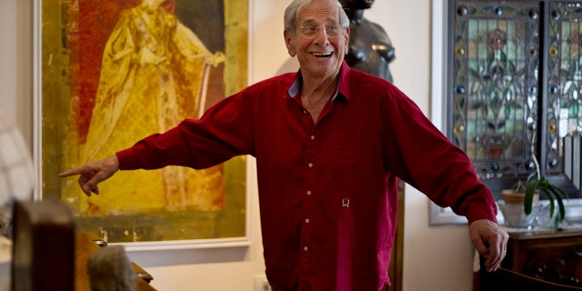 Israeli actor Chaim Topol speaks during an interview in Tel Aviv, Israel, on April 8, 2015.