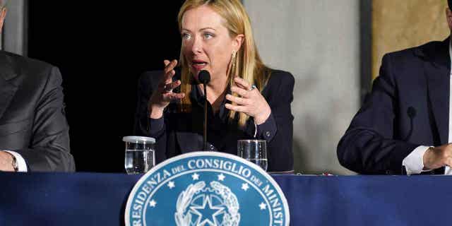 Italian Premier Giorgia Meloni presides over a Cabinet session in southern Italy on March 9, 2023. Meloni announced that the country is cracking down on smuggling after an accident led to the deaths of multiple migrants.