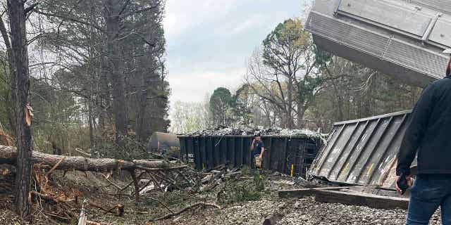 Derailed train