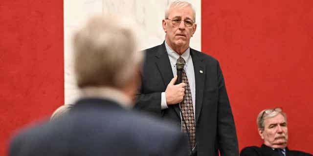 State Sen. Charles Trump listens during a session of the state Senate, on March 9, 2023, in Charleston, West Virginia. The state Senate resurrected the bill to prohibit minors from getting married one day after it was defeated.