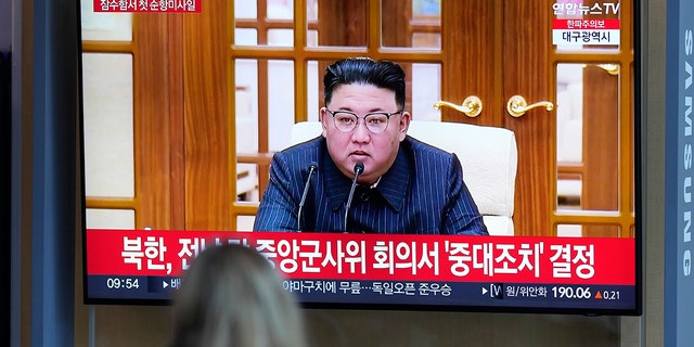 FILE - A TV screen shows an image of North Korean leader Kim Jong-un during a news program at the Seoul Train Station in Seoul, South Korea, March 13, 2023. 