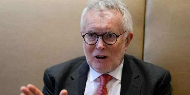 EU Special Envoy to the Indo-Pacific region Richard Tibbels speaks during an interview in Makati, Philippines March 15, 2023. The European Union wants to step up its naval visits to promote freedom of navigation in the disputed South China Sea , according to Tibbels.