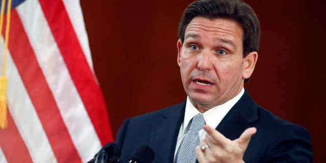 Florida, Texas lawmakers discuss strict legislation for border security as both governors eye presidential run 2 Florida Gov. Ron DeSantis answers questions from the media during a joint session of the Senate and House of Representatives, on March 7, 2023, at the state Capitol in Tallahassee, Florida. Texas and Florida lawmakers are debate strict legislation on border security.