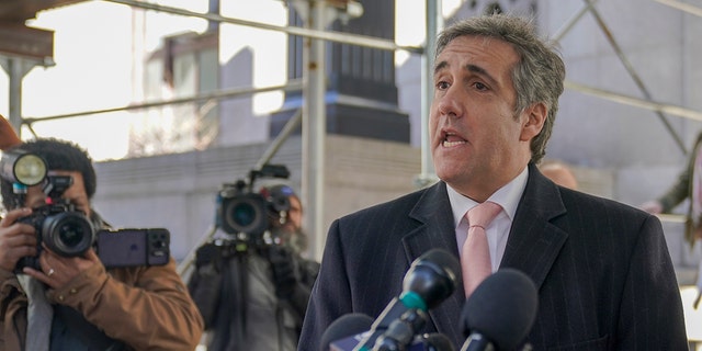 Michael Cohen speaks to reporters after a second day of testimony before a grand jury in Manhattan.