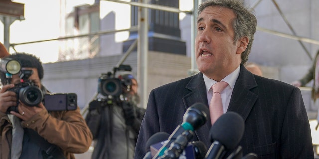 Michael Cohen speaks to reporters after a second day of testimony before a grand jury in Manhattan.