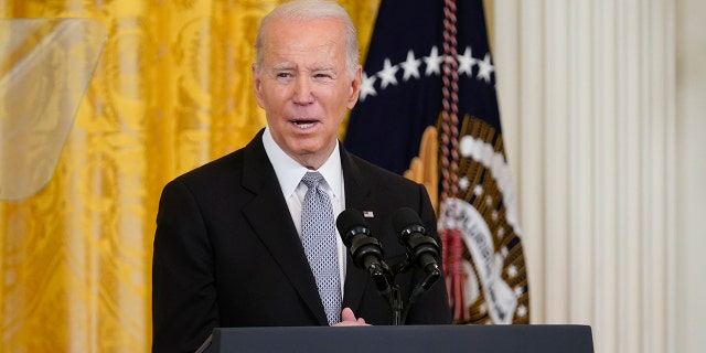 President Biden speaks during a Nowruz celebration in the East Room of the White House, Monday, March 20, 2023, in Washington.