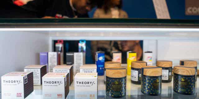 Edible and smokable cannabis is displayed for sale in the "pop up" location of Smacked on Jan. 24, 2023, in New York. New York's governor has proposed legislation to crack down on illegal pot shops in the state,