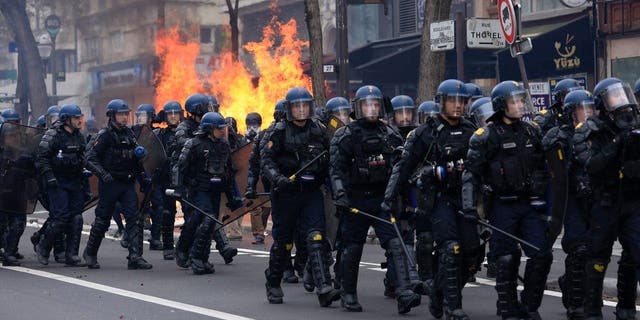 Some 12,000 security officers were spread across French streets on Thursday, March 23, 2023, with 5,000 officers positioned in Paris alone.