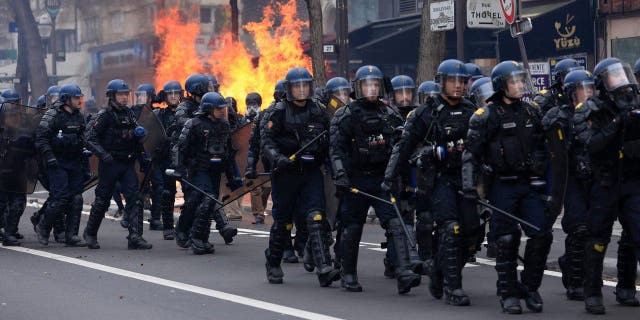 Some 12,000 security officers were spread across French streets on Thursday, March 23, 2023, with 5,000 officers positioned in Paris alone.