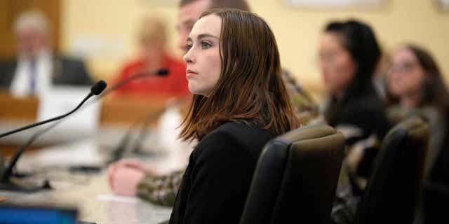 Riley Judd, a student at the University of Denver, gives testimony during a Colorado Senate hearing on measures to address eating disorders on March 23, 2023, in Denver. Lawmakers in states including Colorado, California, Texas, and New York are taking big legislative swings at the eating disorder crisis in America.