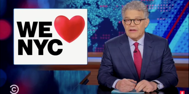 Al Franken mocked the new logo for New York City on the "Daily Show" Tuesday.