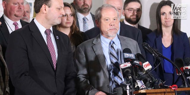 Prosecutor Creighton Waters speaks to the media alongside the prosecution team after Alex Murdaugh was found guilty on all counts at the Colleton County Courthouse on Thursday, March 2, 2023 in Walterboro, South Carolina.