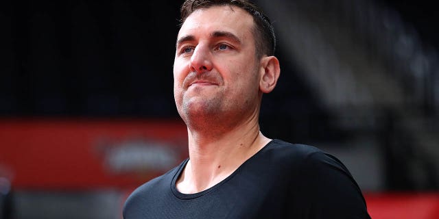 Andrew Bogut selama seri Semi Final NBL antara Illawarra Hawks dan Sydney Kings di WIN Entertainment Center pada 29 April 2022, di Wollongong, Australia.
