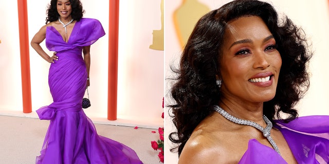 Best supporting actress nominee, Angela Bassett, walks the red carpet wearing Moschino at the 95th Academy Awards.