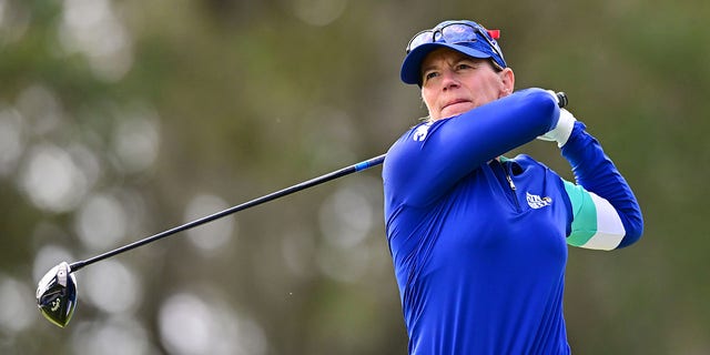 Annika Sörenstam of Sweden plays her shot from the second tee during the final round of the Hilton Grand Vacations Tournament of Champions at Lake Nona Golf &amp;amp; Country Club on January 22, 2023, in Orlando, Florida. 