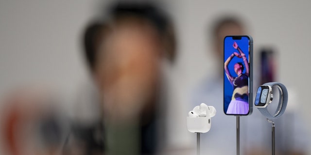 The Apple AirPods Pro 2nd generation, left, during an event at Apple Park campus in Cupertino, California, on Wednesday, Sept. 7, 2022. 