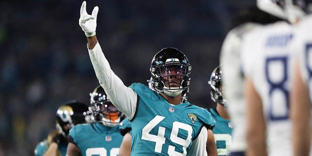 Arden Key of the Jaguars in action against the Tennessee Titans at TIAA Bank Field on Jan. 7, 2023, in Jacksonville, Florida.