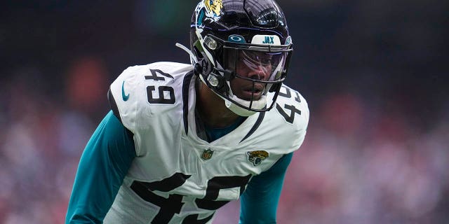 Arden Key de los Jacksonville Jaguars se enfrenta a los Texans en el NRG Stadium el 1 de enero de 2023 en Houston.