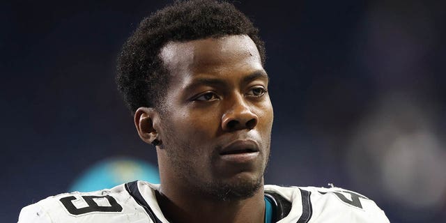 Jacksonville Jaguars defensive end Arden Key walks off the field after the Lions game in Detroit on Dec. 4, 2022.