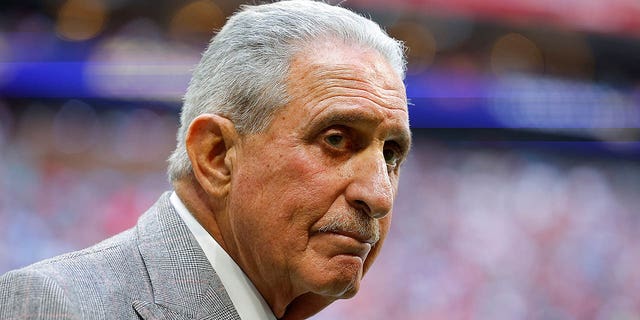 Atlanta Falcons owner Arthur Blank on the field during the fourth quarter of a game against the Los Angles Chargers at Mercedes-Benz Stadium on November 6, 2022 in Atlanta.