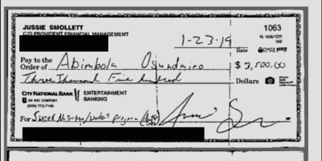 Jussie Smollett's $3,500 check to Abimbola "Bola" and Olabinjo "Ola" Osundairo.