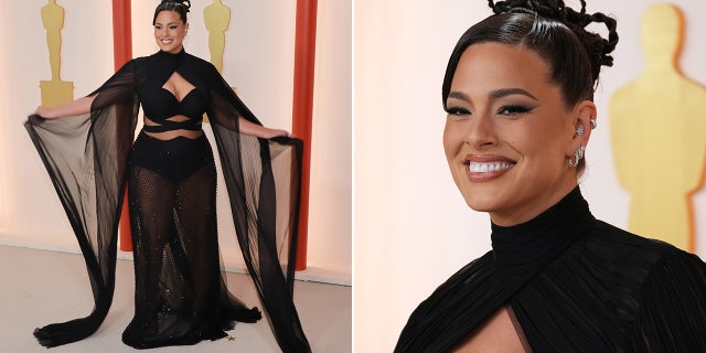 Ashley Graham showed some skin in a two-piece cut-out number on the red carpet.