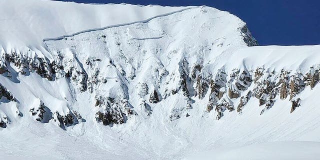 This photo provided by the Colorado Avalanche Information Center shows the aftermath of an avalanche on March 18, 2023, near Marble, Colorado.