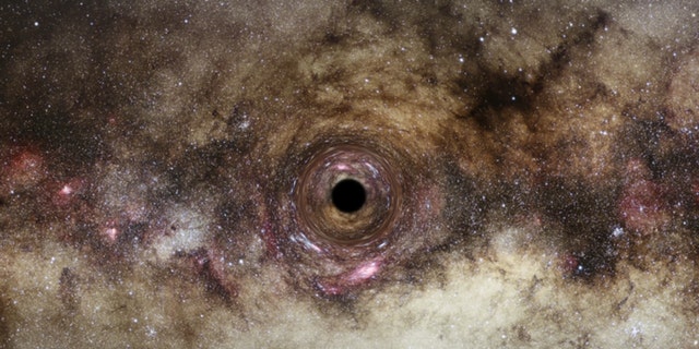An artist’s impression of a black hole, where the black hole’s intense gravitational field distorts the space around it. This warps images of background light, lined up almost directly behind it, into distinct circular rings. This gravitational "lensing" effect offers an observation method to infer the presence of black holes and measure their mass, based on how significant the light bending is. The Hubble Space Telescope targets distant galaxies, whose light passes very close to the centers of intervening foreground galaxies, which are expected to host supermassive black-holes over a billion times the mass of the sun.